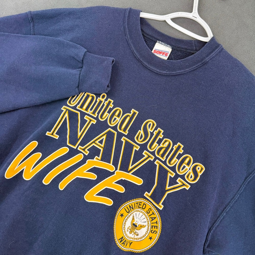 Vintage Y2k Soffe United States Navy Wife Sweatshirt Blue Pullover Women Large